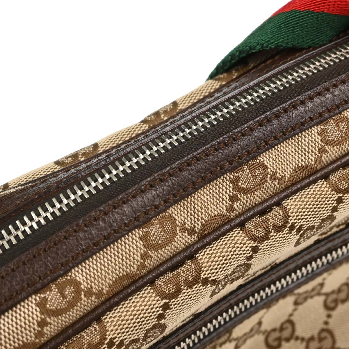 Gucci Beige Brown Canvas Shelly GG Shoulder Bag