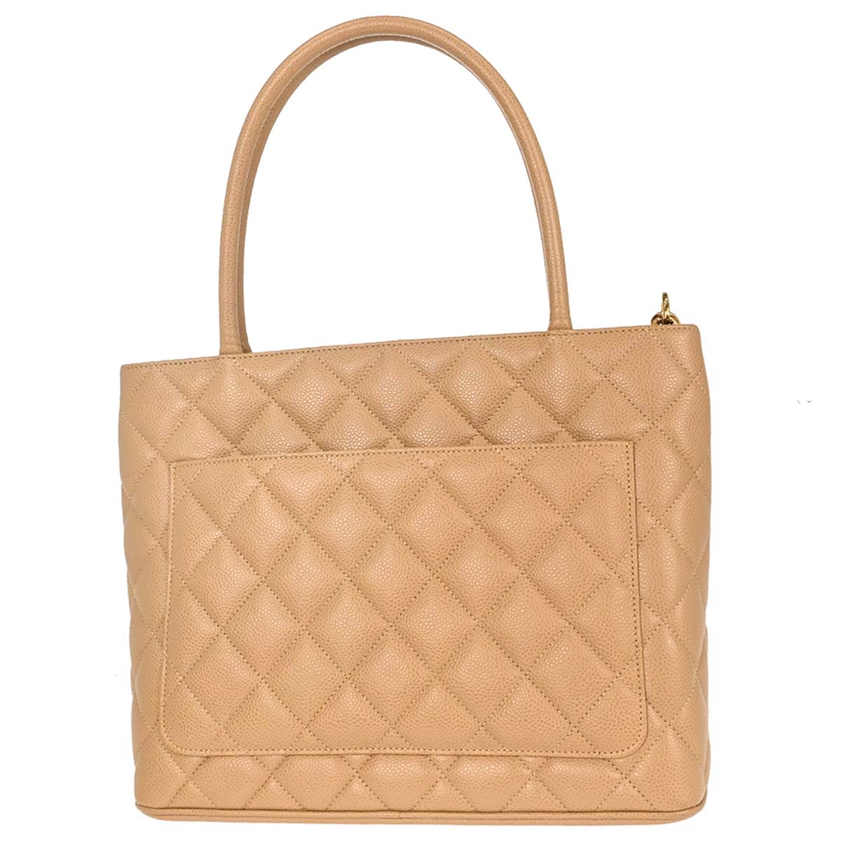 Chanel 2003-2004 Beige Caviar Skin Medallion Tote Handbag