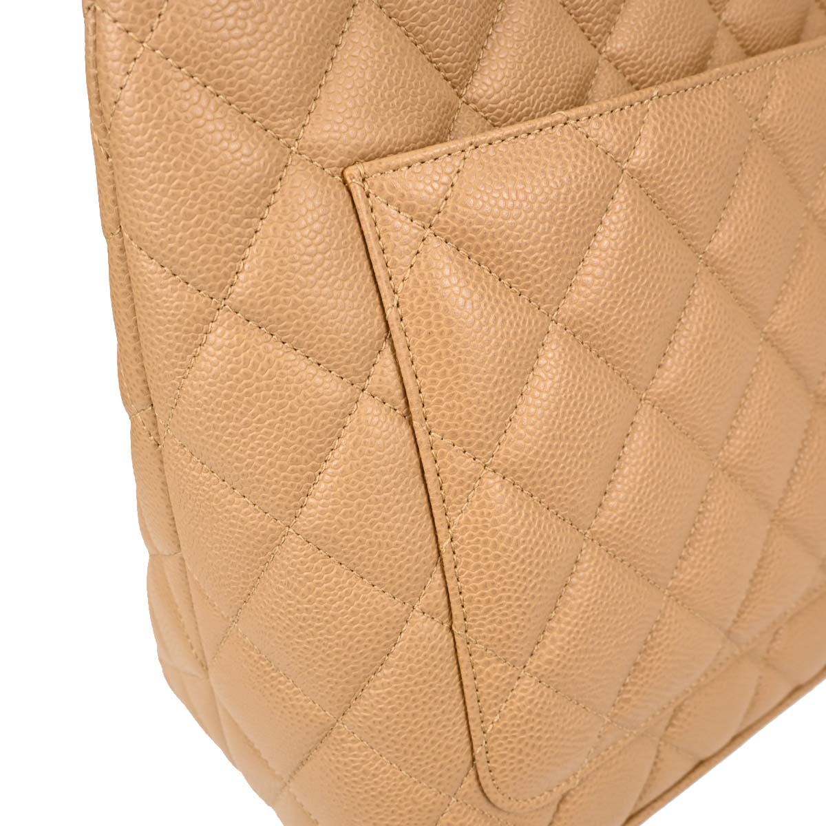 Chanel 2003-2004 Beige Caviar Skin Medallion Tote Handbag