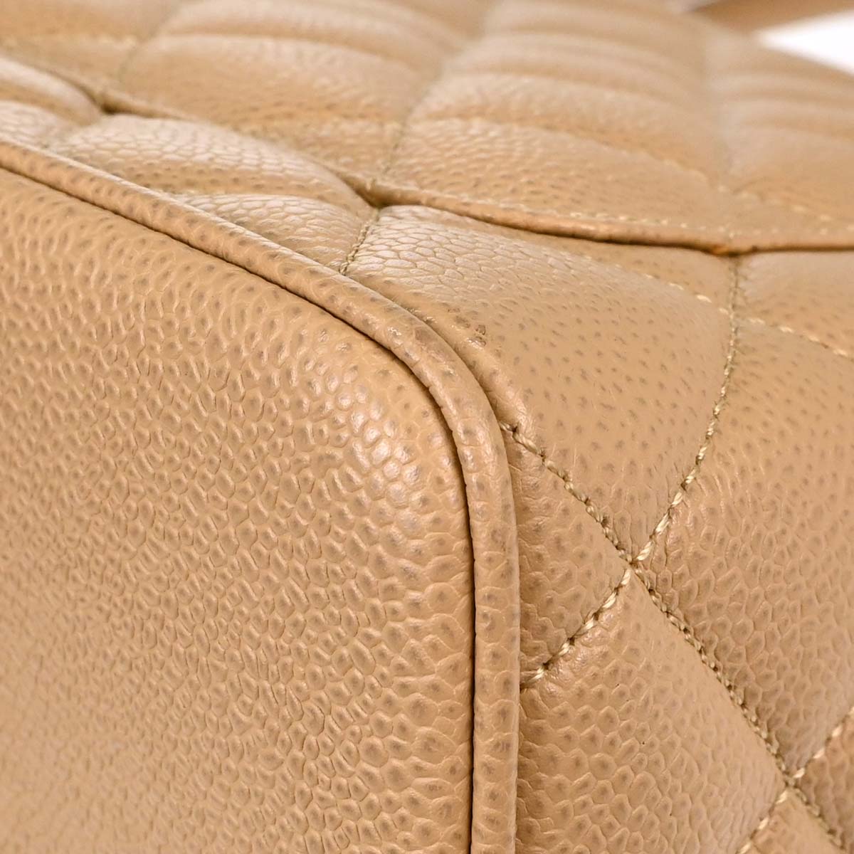 Chanel 2003-2004 Beige Caviar Skin Medallion Tote Handbag