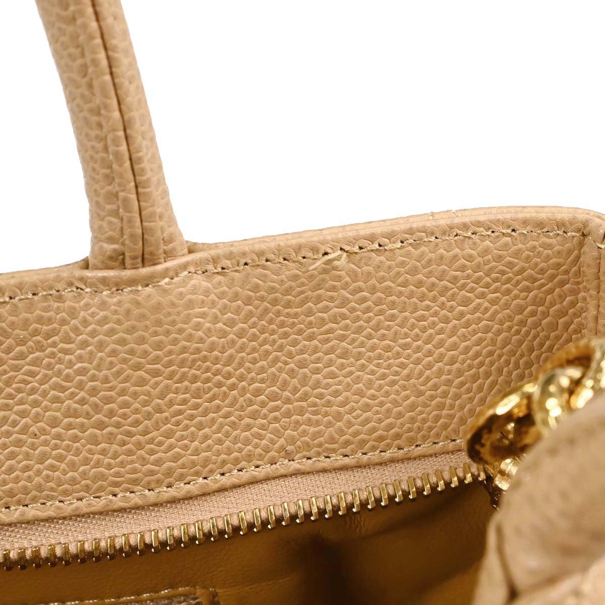 Chanel 2003-2004 Beige Caviar Skin Medallion Tote Handbag