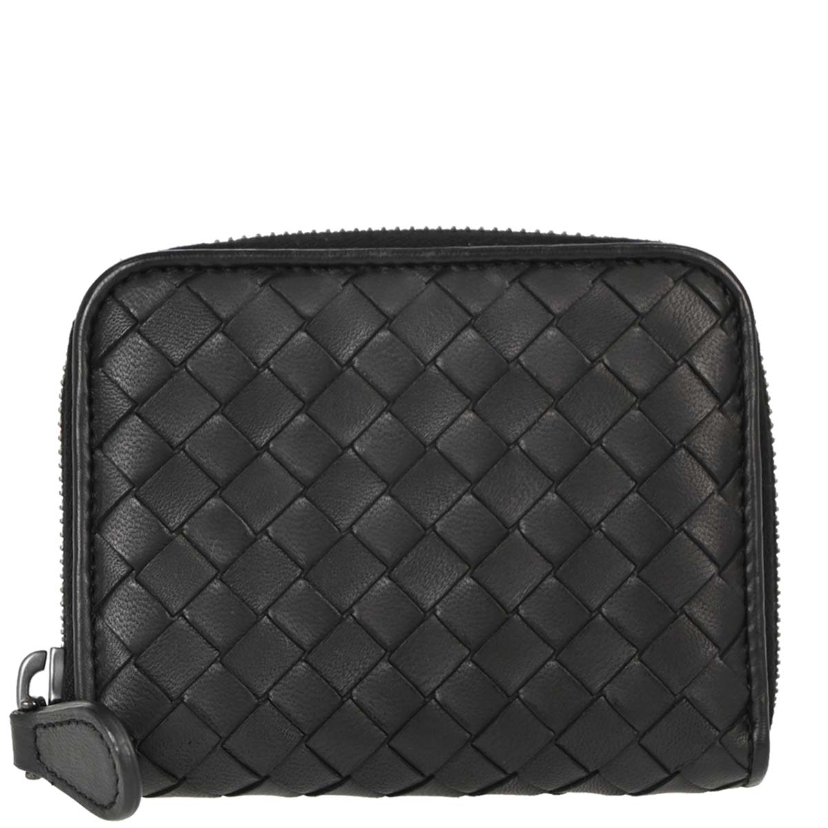 Bottega Veneta Black Lambskin Intrecciato Zip-Around Wallet