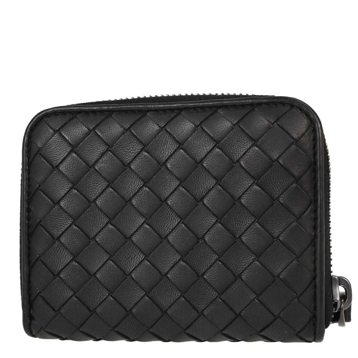 Bottega Veneta Black Lambskin Intrecciato Zip-Around Wallet