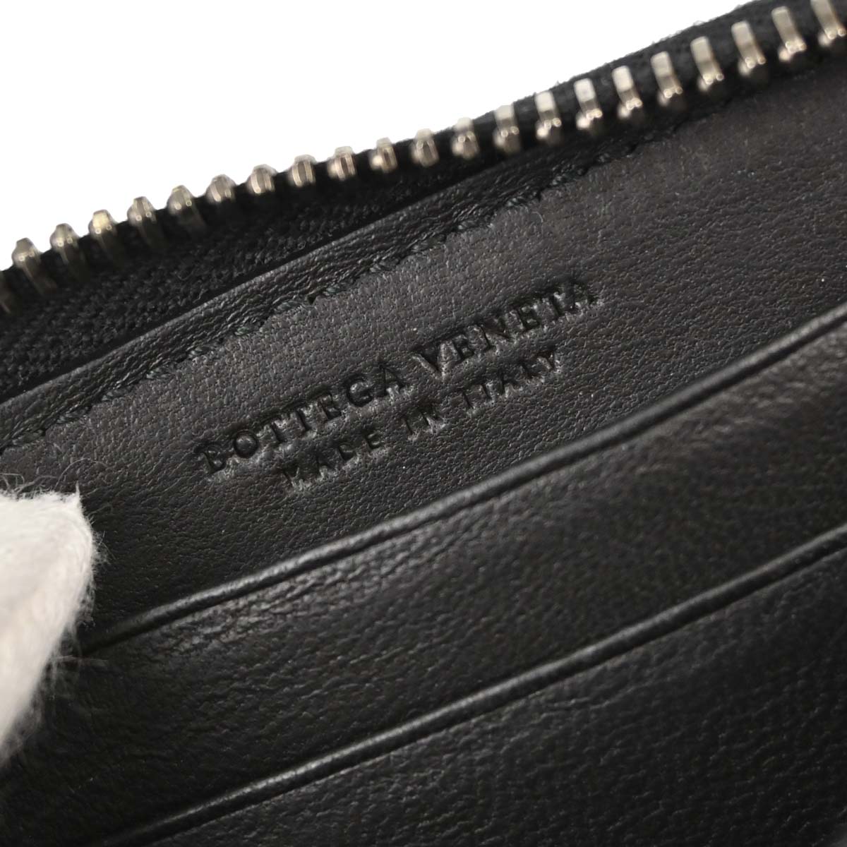 Bottega Veneta Black Lambskin Intrecciato Zip-Around Wallet