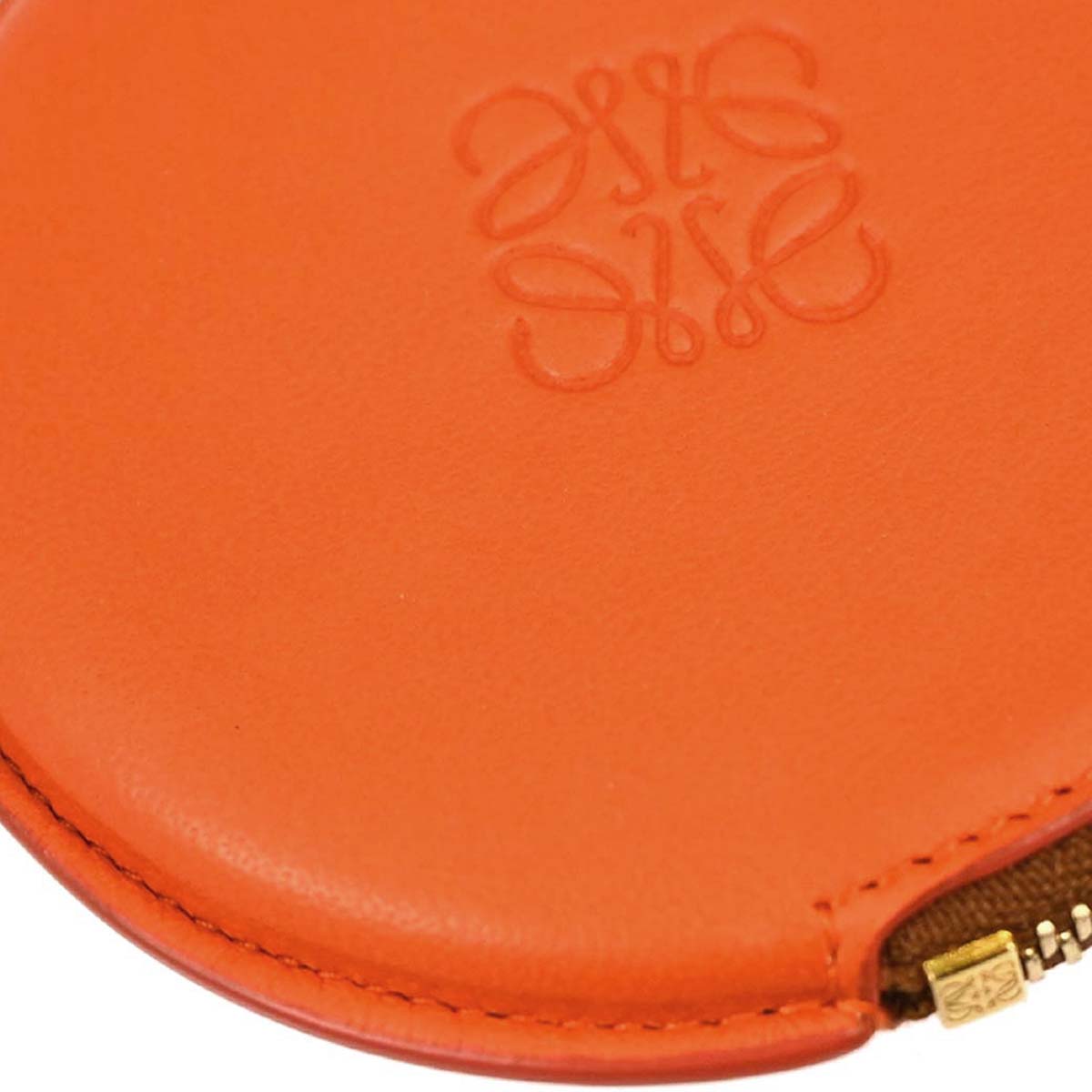 Loewe Orange Leather Coin Purse Wallet