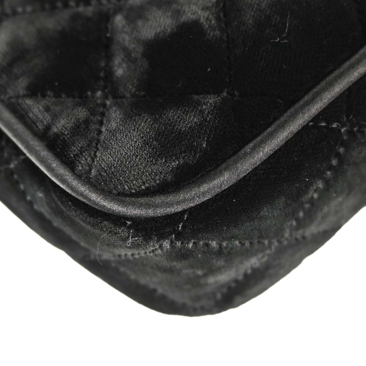 Chanel 2005-2006 Black Velvet Mini Classic Square Flap Shoulder Bag