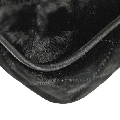 Chanel 2005-2006 Black Velvet Mini Classic Square Flap Shoulder Bag