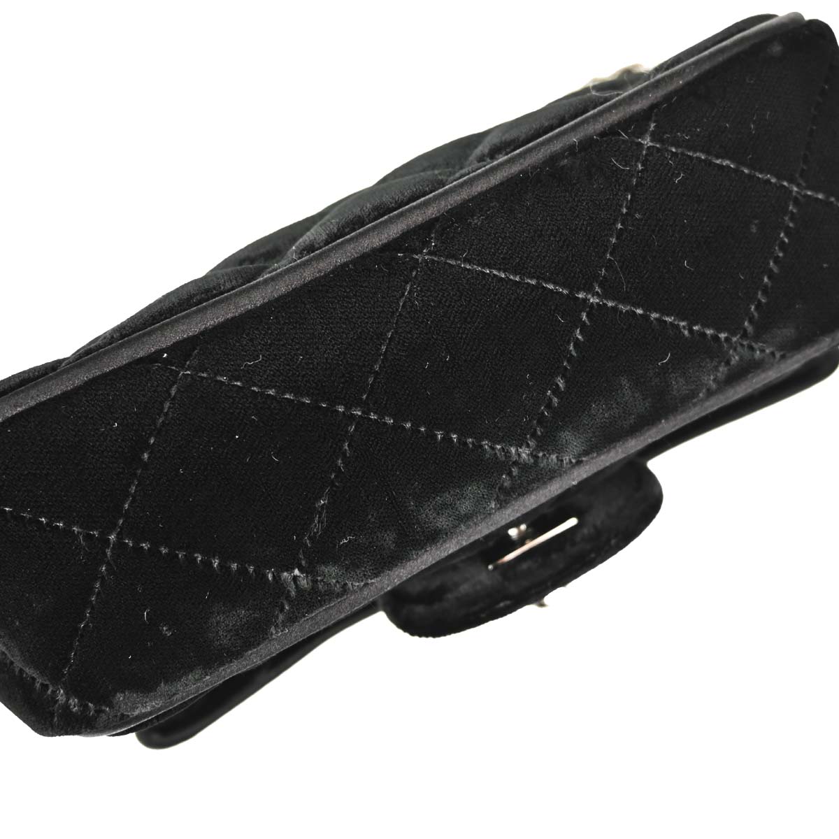 Chanel 2005-2006 Black Velvet Mini Classic Square Flap Shoulder Bag