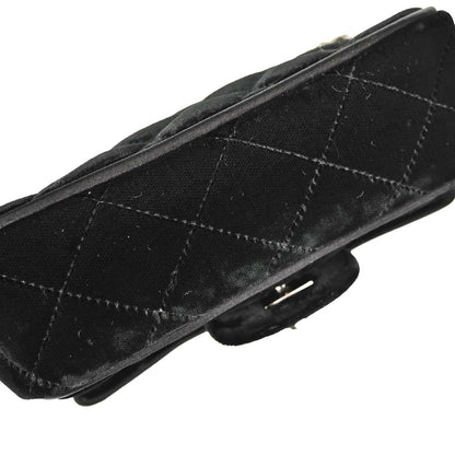 Chanel 2005-2006 Black Velvet Mini Classic Square Flap Shoulder Bag
