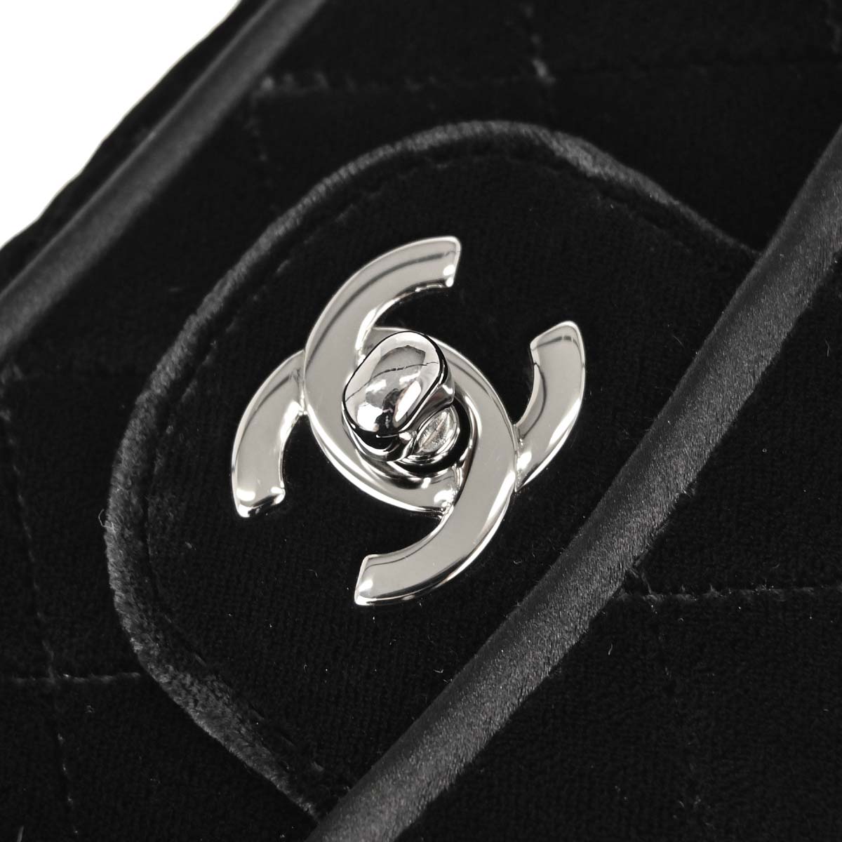 Chanel 2005-2006 Black Velvet Mini Classic Square Flap Shoulder Bag