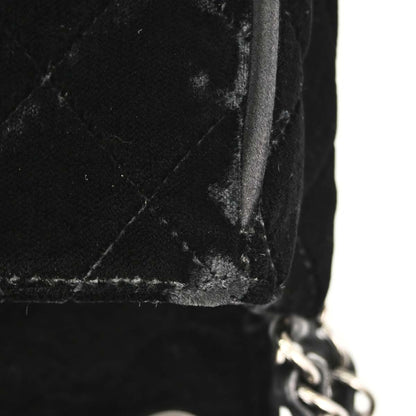 Chanel 2005-2006 Black Velvet Mini Classic Square Flap Shoulder Bag