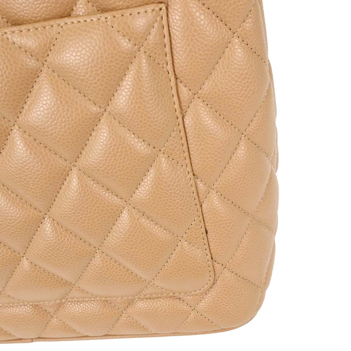 Chanel 2001-2003 Beige Caviar Skin Medallion Tote Handbag