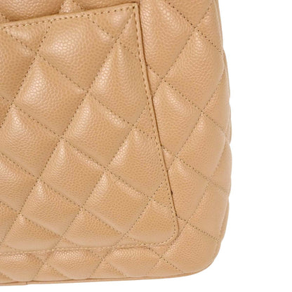 Chanel 2001-2003 Beige Caviar Skin Medallion Tote Handbag