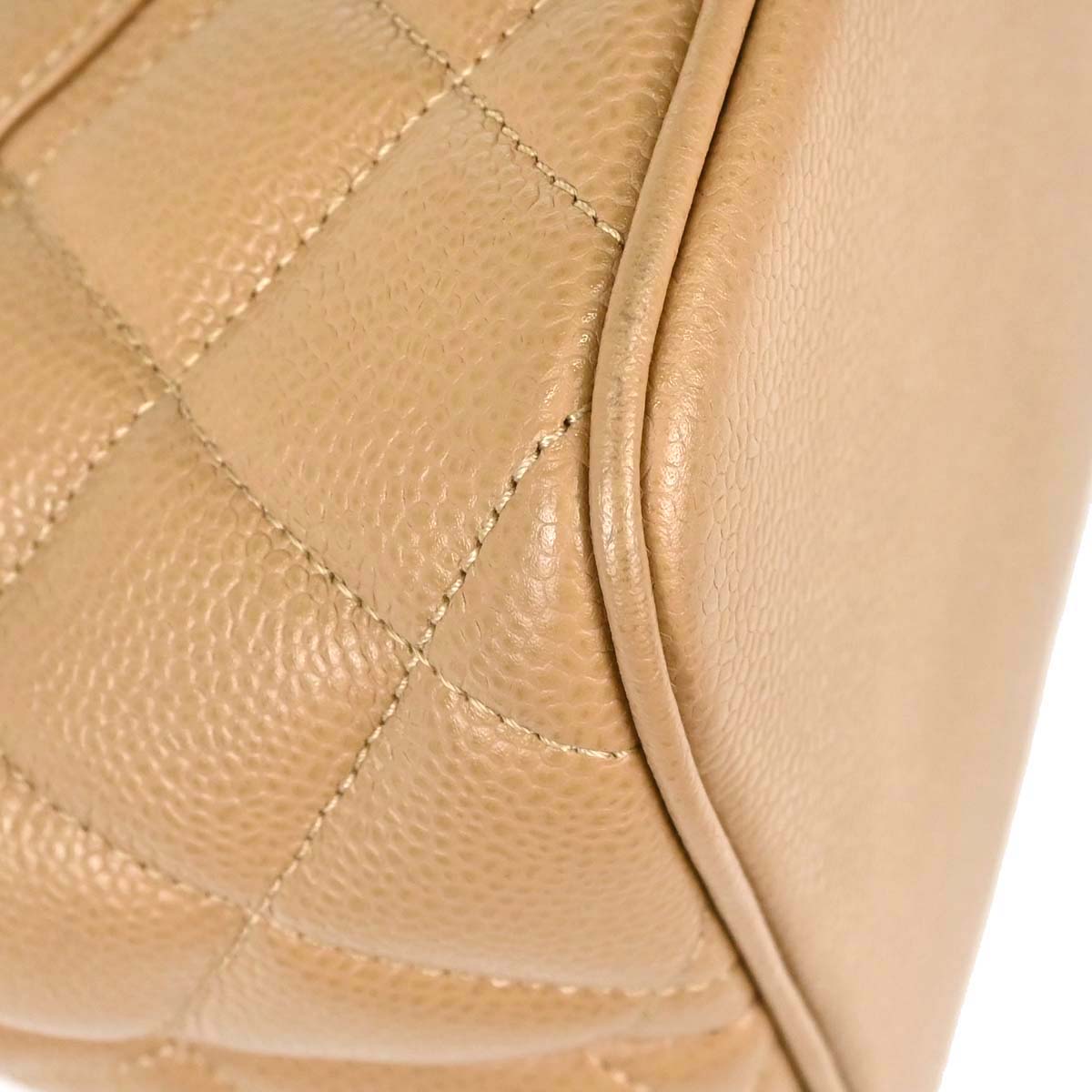 Chanel 2001-2003 Beige Caviar Skin Medallion Tote Handbag