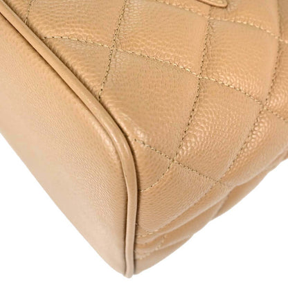 Chanel 2001-2003 Beige Caviar Skin Medallion Tote Handbag