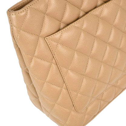 Chanel 2001-2003 Beige Caviar Skin Medallion Tote Handbag