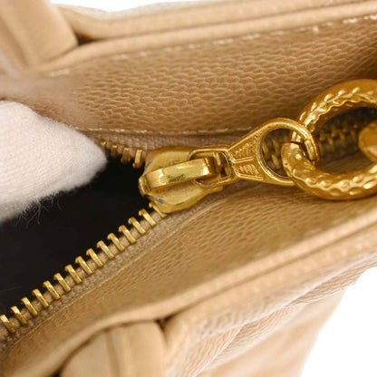 Chanel 2001-2003 Beige Caviar Skin Medallion Tote Handbag