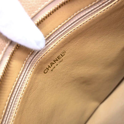Chanel 2001-2003 Beige Caviar Skin Medallion Tote Handbag