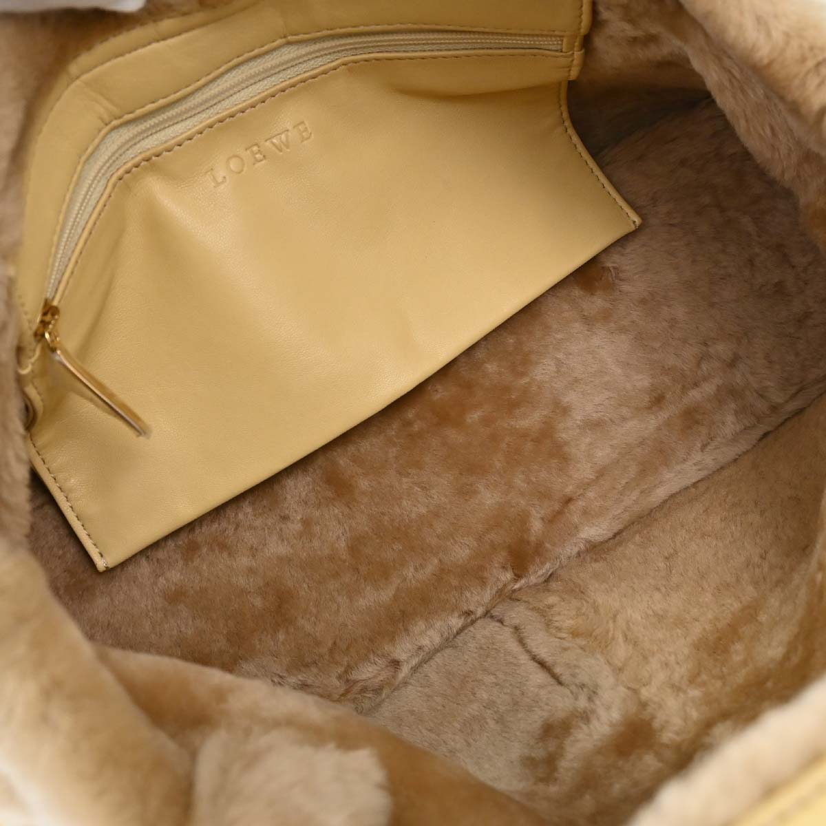 Loewe Beige Mouton Anagram Tote Handbag