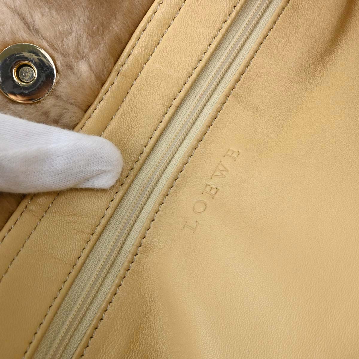 Loewe Beige Mouton Anagram Tote Handbag