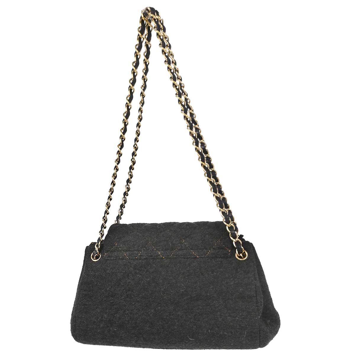 Chanel Gray Wool Accordion Flap Shoulder Bag
