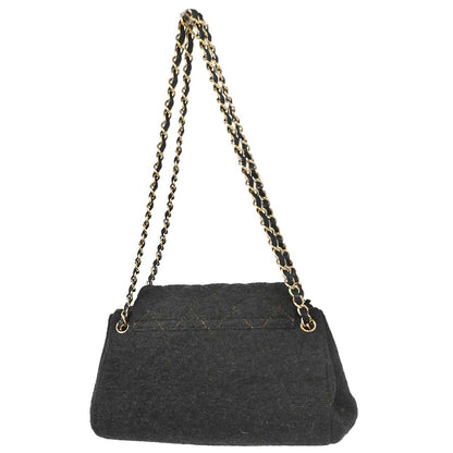Chanel Gray Wool Accordion Flap Shoulder Bag