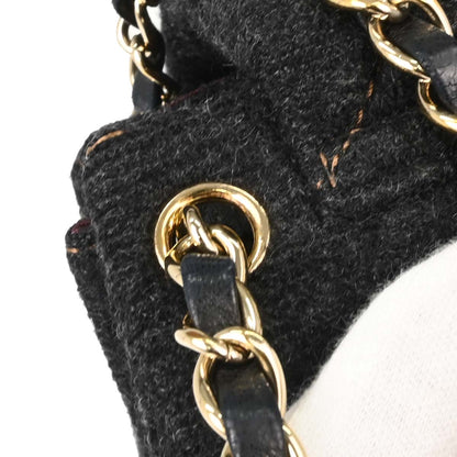 Chanel Gray Wool Accordion Flap Shoulder Bag