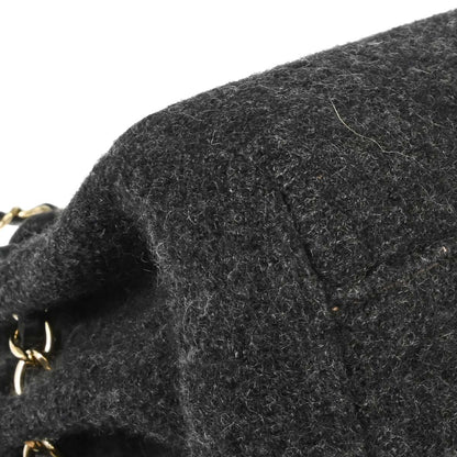Chanel Gray Wool Accordion Flap Shoulder Bag