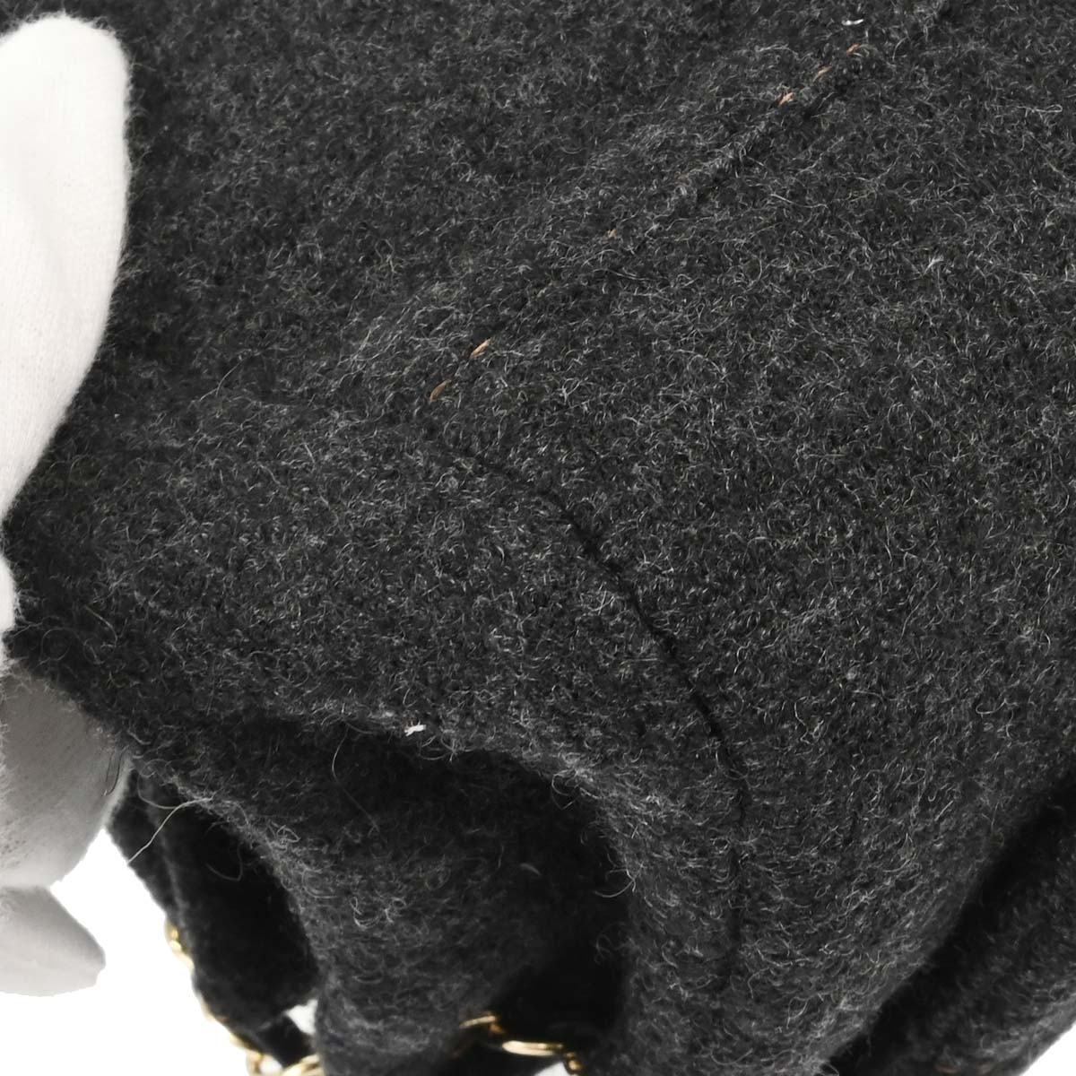 Chanel Gray Wool Accordion Flap Shoulder Bag