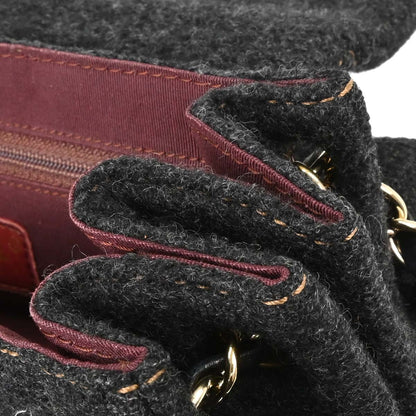 Chanel Gray Wool Accordion Flap Shoulder Bag