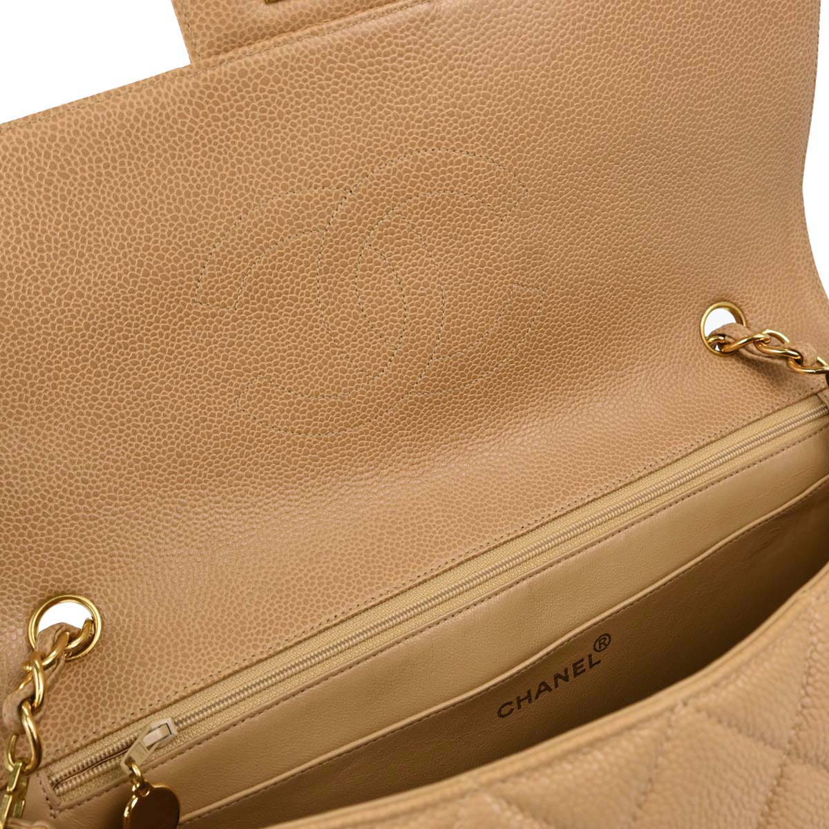 Chanel Beige Caviar Skin Handbag