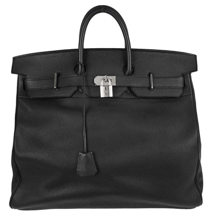 Hermes Black Togo HAC Haut a Courroies 50 Handbag