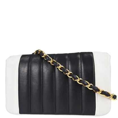 Chanel Navy White Lambskin Mademoiselle Shoulder Bag