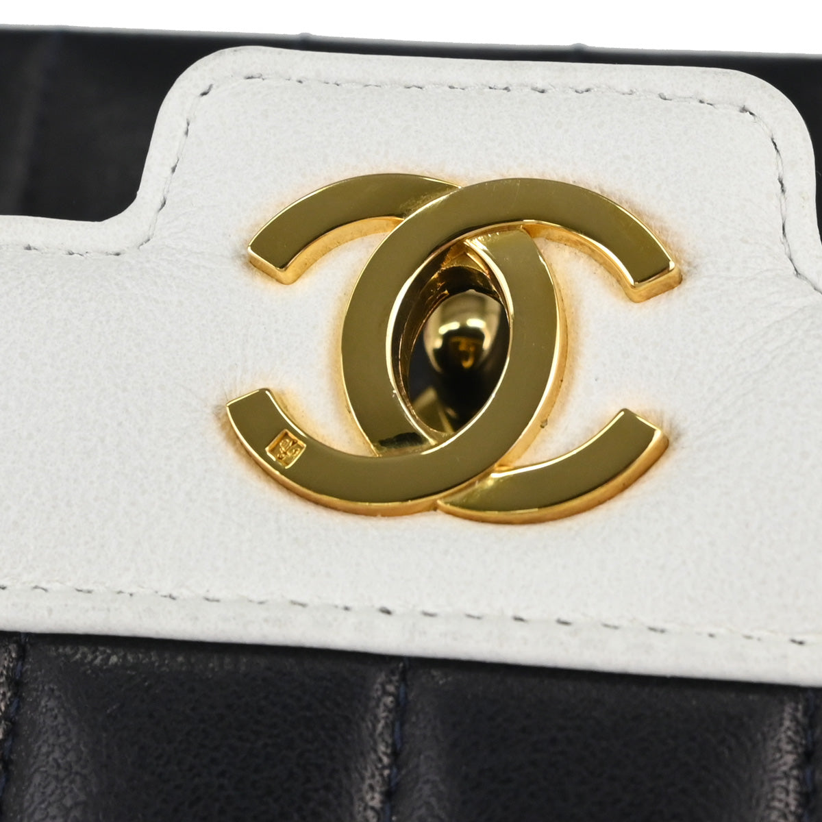 Chanel Navy White Lambskin Mademoiselle Shoulder Bag