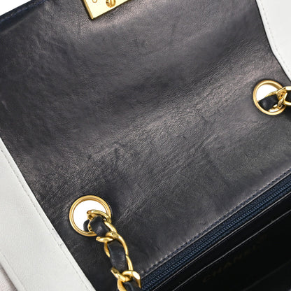 Chanel Navy White Lambskin Mademoiselle Shoulder Bag