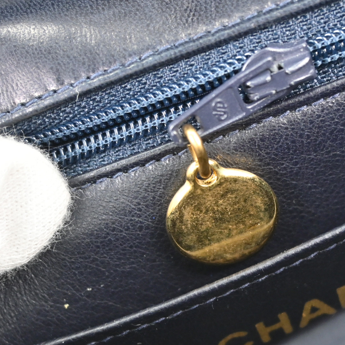 Chanel Navy White Lambskin Mademoiselle Shoulder Bag