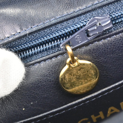 Chanel Navy White Lambskin Mademoiselle Shoulder Bag