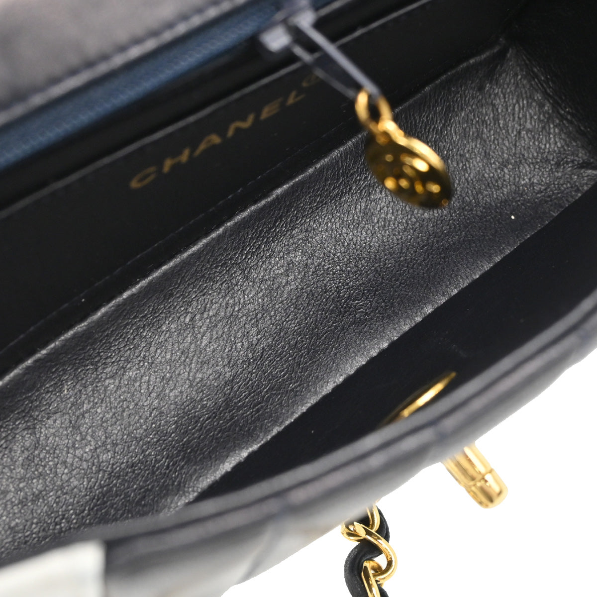 Chanel Navy White Lambskin Mademoiselle Shoulder Bag