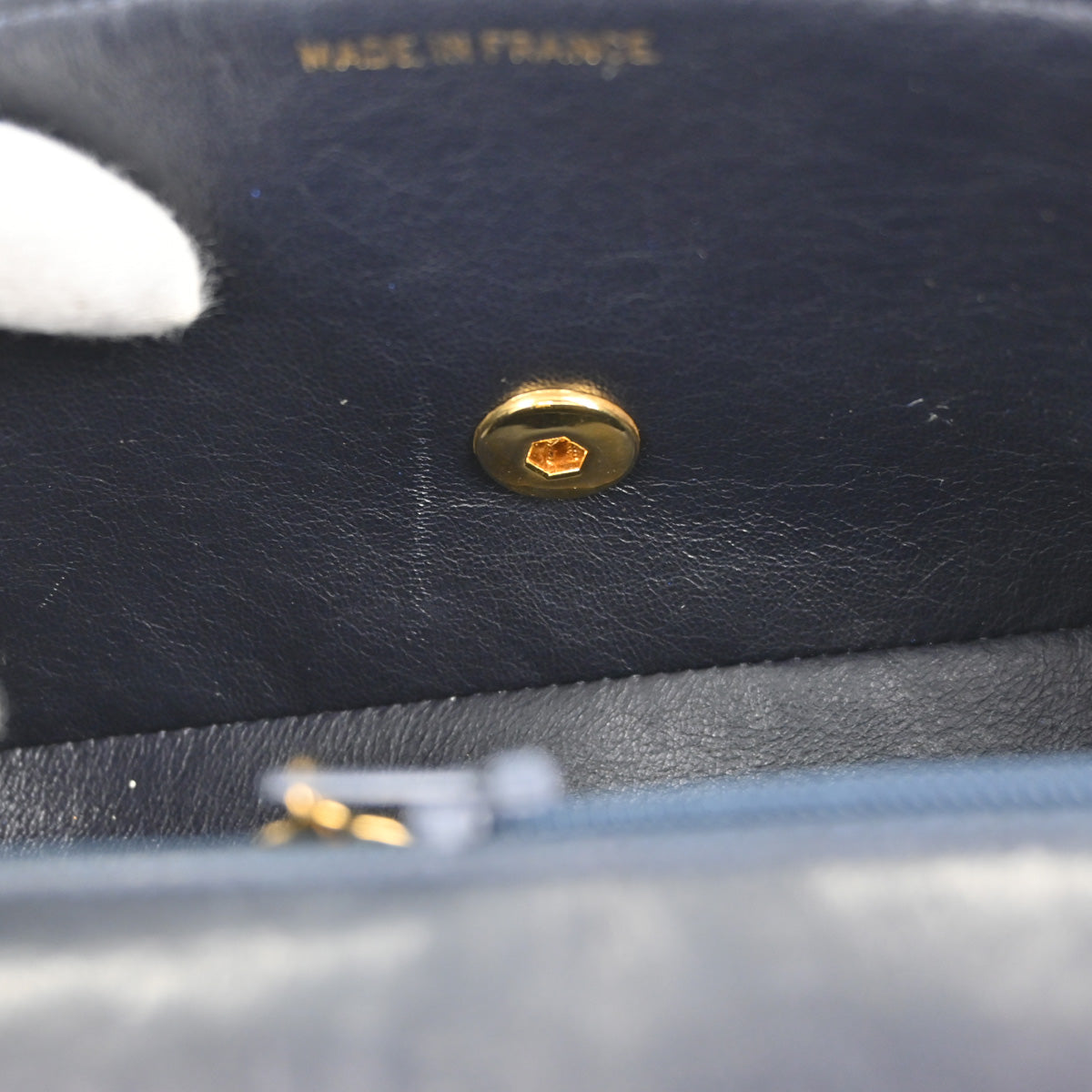 Chanel Navy White Lambskin Mademoiselle Shoulder Bag