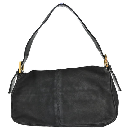 Fendi Black Suede Baguette Handbag