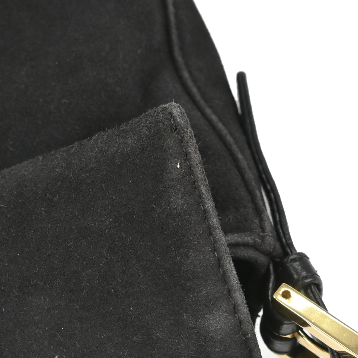 Fendi Black Suede Baguette Handbag