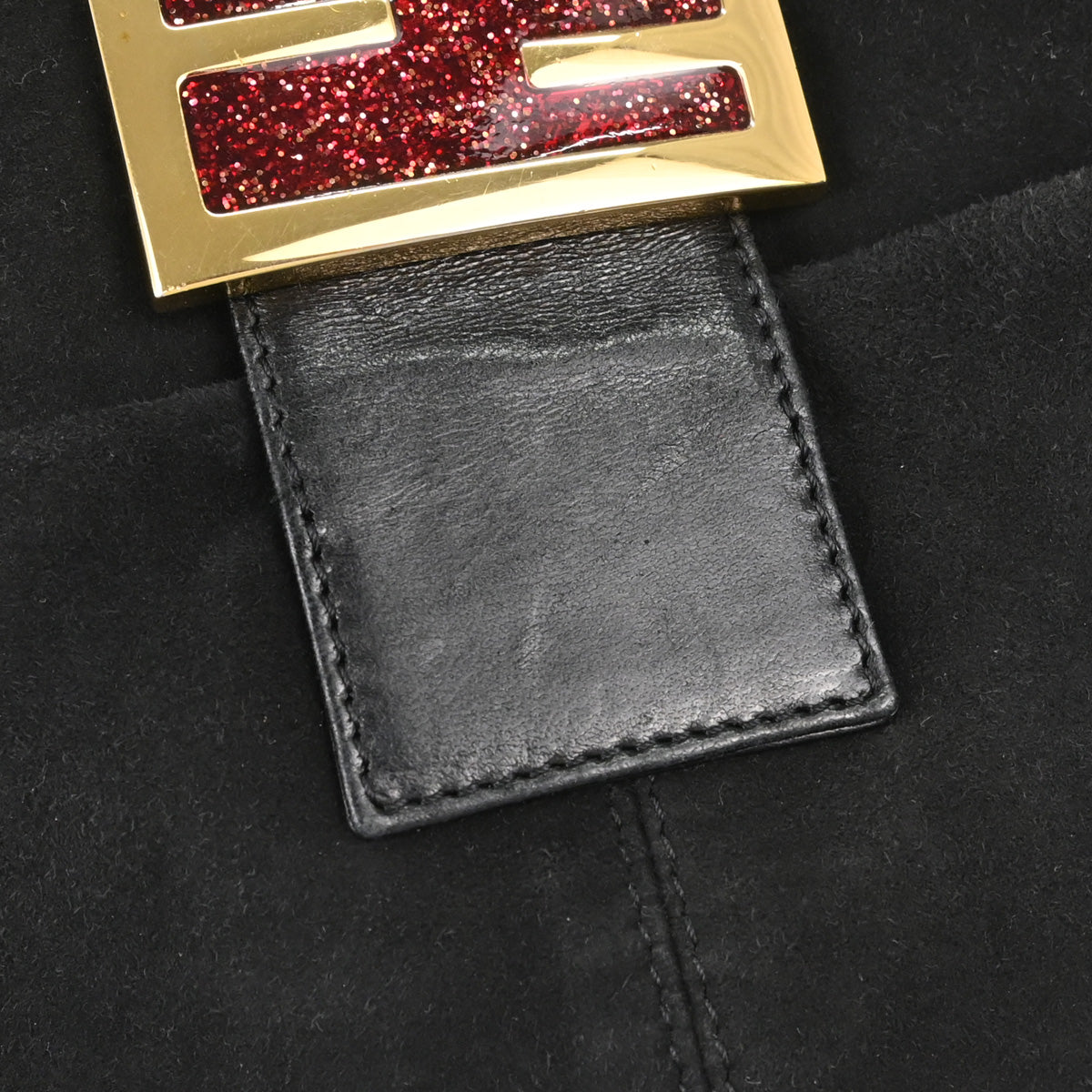 Fendi Black Suede Baguette Handbag