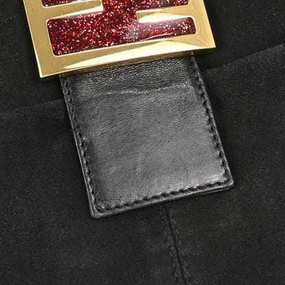 Fendi Black Suede Baguette Handbag