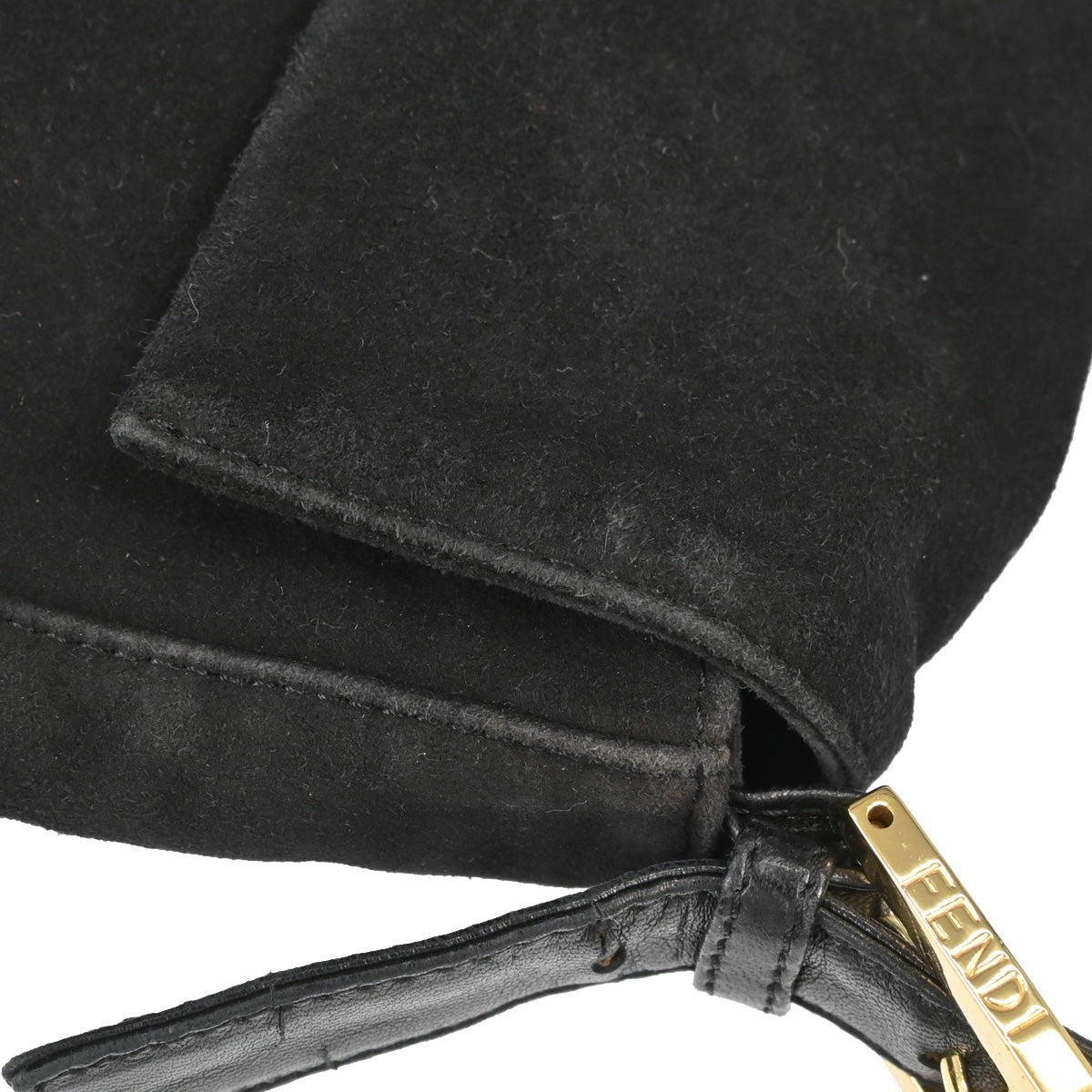 Fendi Black Suede Baguette Handbag