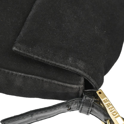 Fendi Black Suede Baguette Handbag