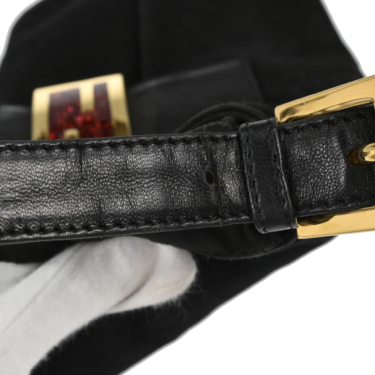 Fendi Black Suede Baguette Handbag