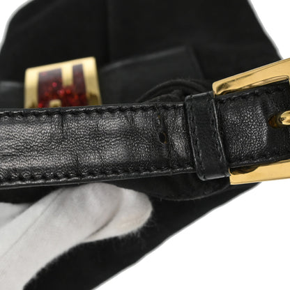 Fendi Black Suede Baguette Handbag