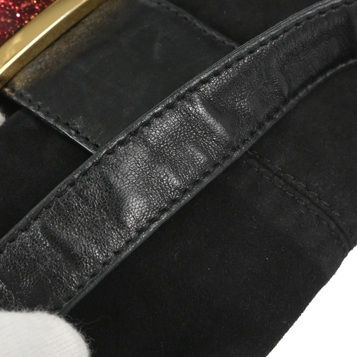Fendi Black Suede Baguette Handbag