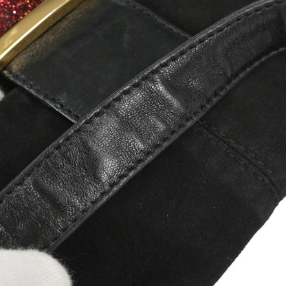 Fendi Black Suede Baguette Handbag