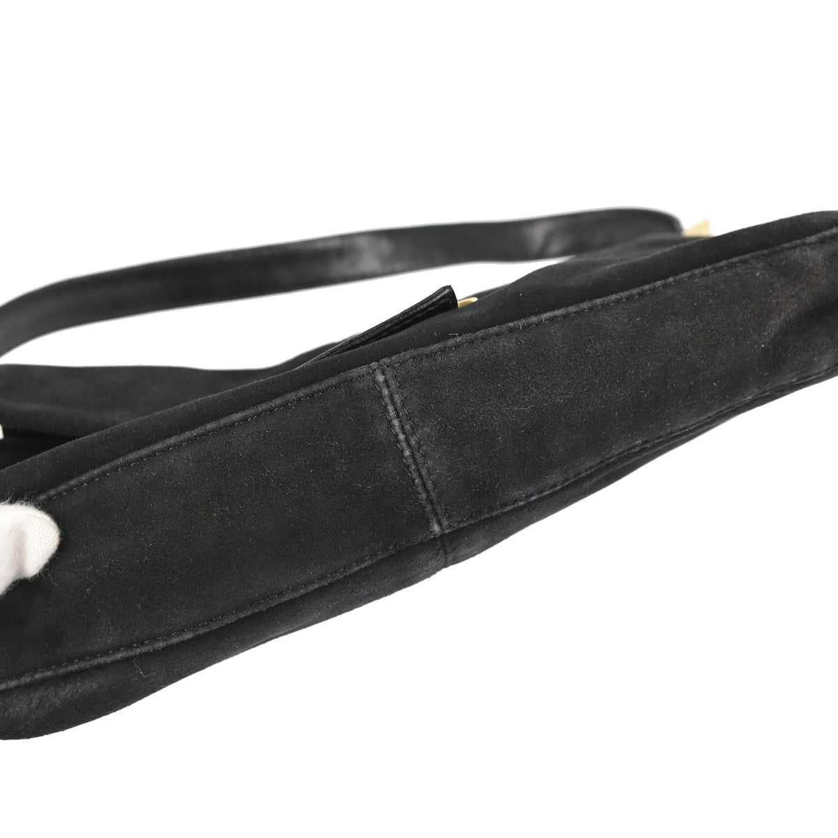 Fendi Black Suede Baguette Handbag